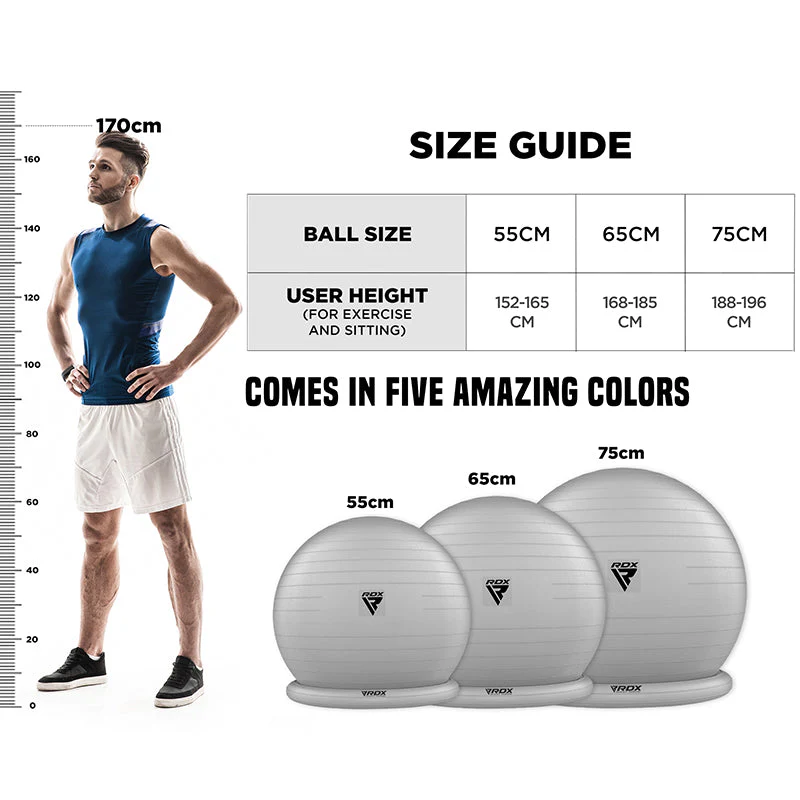 RDX B2 Ballon De Gymnastique Gonflable Avec Base Antidérapante, Tubes De Résistance Et Pompe à Air - Image 18